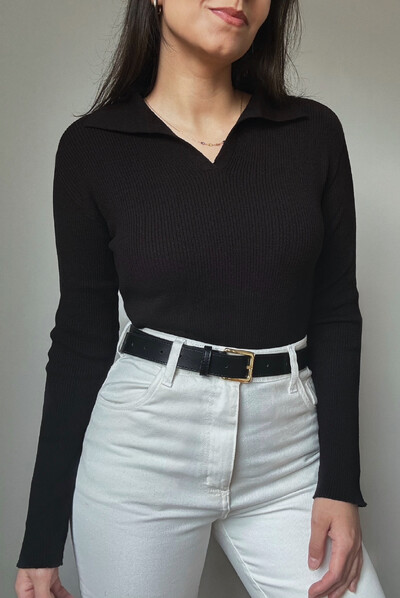 FotoBlusa Polo Tricot Modal Manga longa