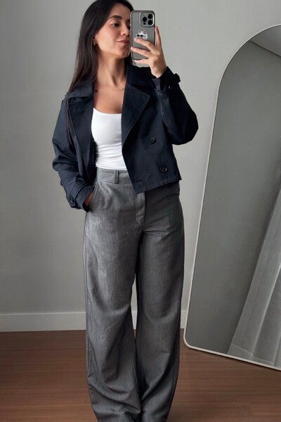 Foto Jaqueta Trench Coat Curta Alfaiataria
