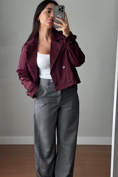 Foto Jaqueta Trench Coat Curta Alfaiataria