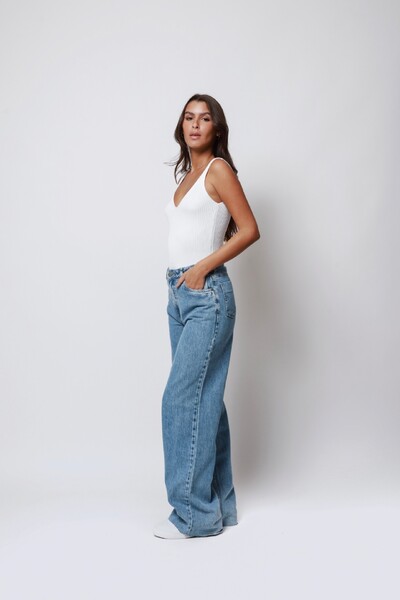 FotoCalça Jeans Pantalona Marmorizada