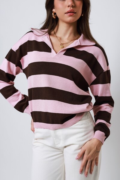 Foto Blusa Angel Listrada Tricot Manga longa Polo