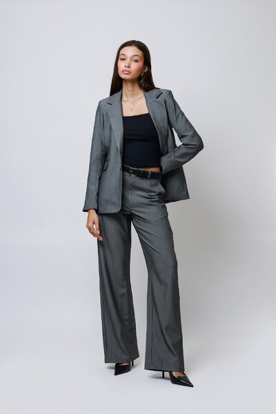 Foto Blazer Chumbo Mescla Oversized Alfaiataria