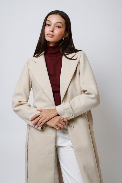 FotoCasaco Sobretudo Lã Batida Trench Coat