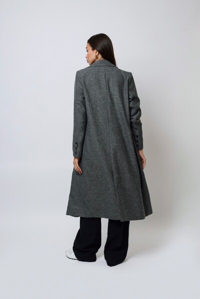 Foto Casaco Sobretudo Espiga Chumbo Tweed Oversized