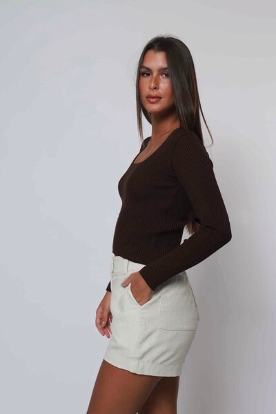 FotoBlusa Cropped Decote Redondo Tricot