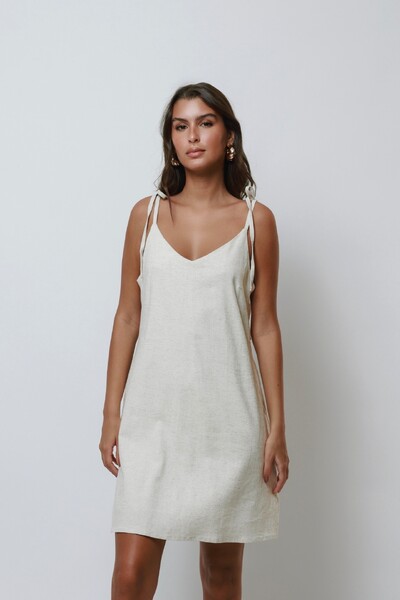FotoVestido Laços Curto Over Linho