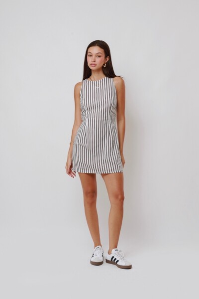 Foto Vestido Stripped Listrado Linho