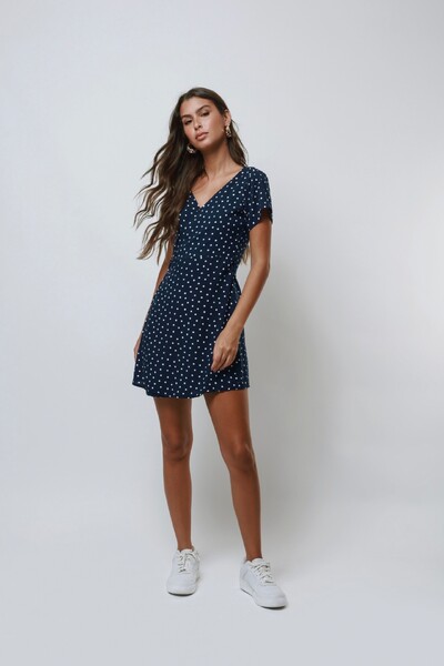 FotoVestido Curto Envelope Poá Viscose