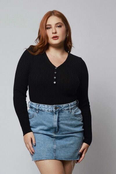 Foto Blusa Básica Botões Tricot