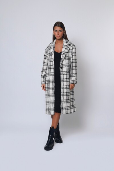 Foto Casaco Sobretudo Xadrez Tweed Oversized