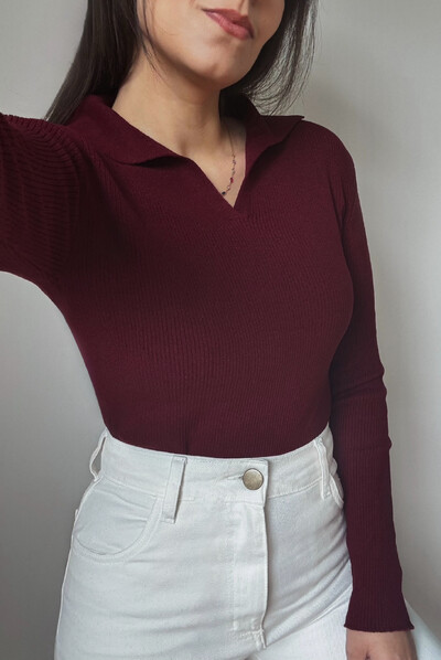 FotoBlusa Polo Tricot Modal Manga longa