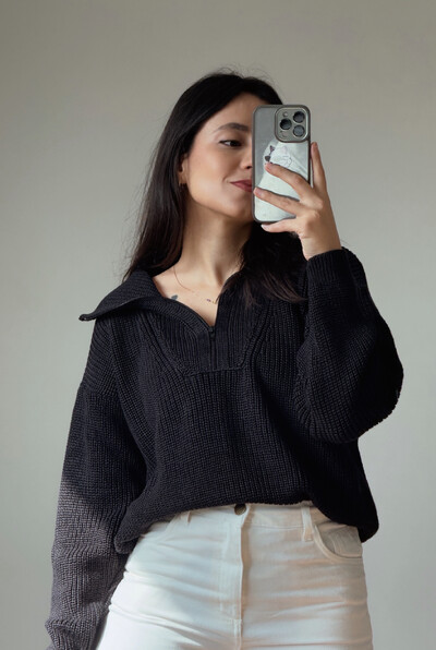 FotoBlusão Tricot Gola Polo e Ziper