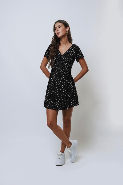 FotoVestido Curto Envelope Poá Viscose