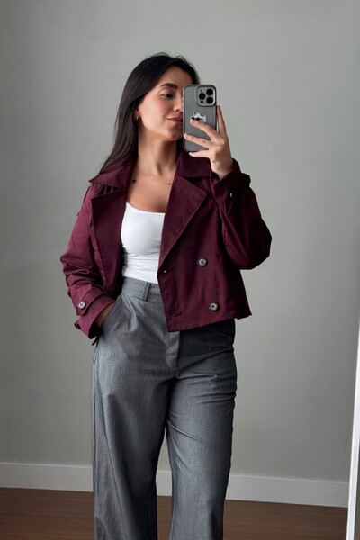 Foto Jaqueta Trench Coat Curta Alfaiataria