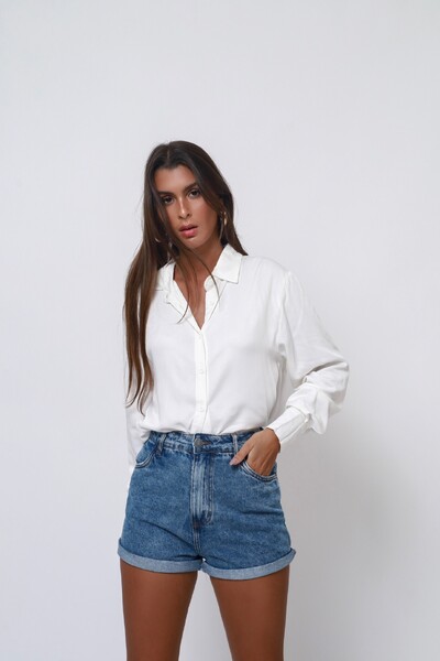 FotoShort Mom Jeans Over Marmorizado