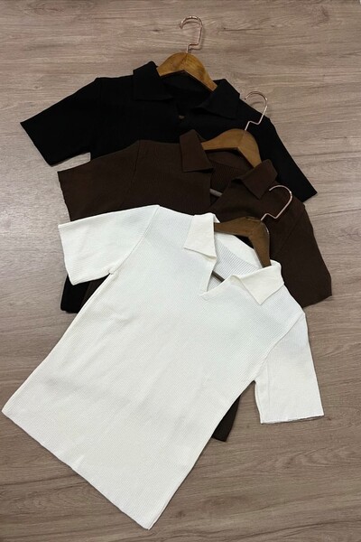 Foto Blusa Polo Tricot Modal Manga Curta