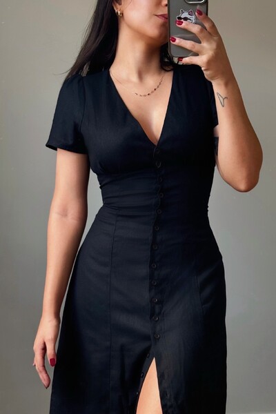 Foto Vestido Ruby Mídi Linho Amarração