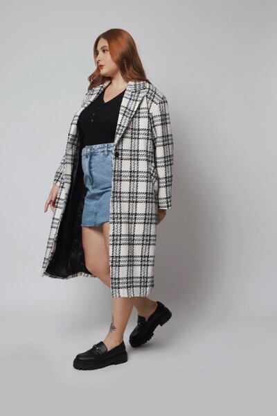 Foto Casaco Sobretudo Xadrez Tweed Oversized