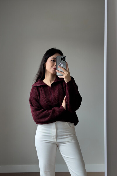 Foto Blusão Tricot Gola Polo e Ziper