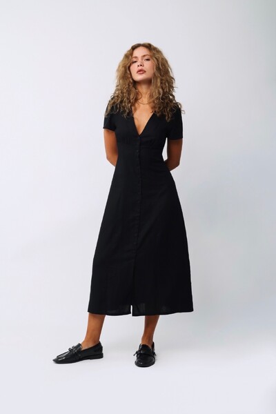 Foto Vestido Ruby Mídi Linho Amarração
