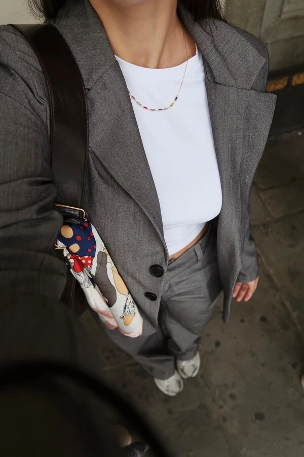 Blazer Chumbo Mescla Oversized Alfaiataria