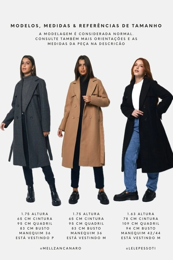 Casaco Sobretudo Lã Batida Trench Coat