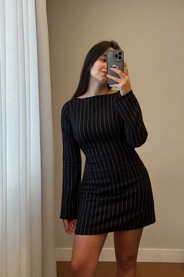 Vestido Amanda Risca de Giz Linho