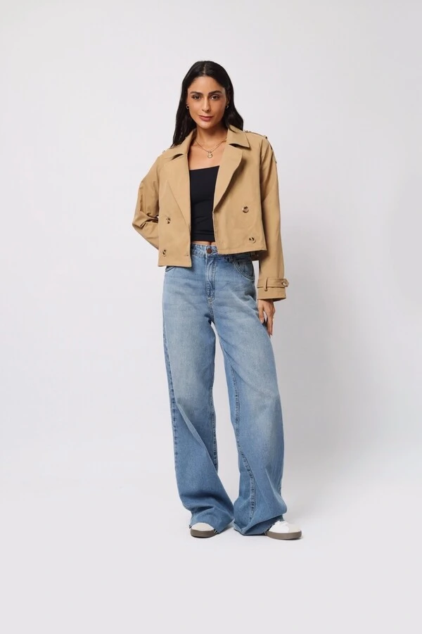 Jaqueta Trench Coat Curta Alfaiataria