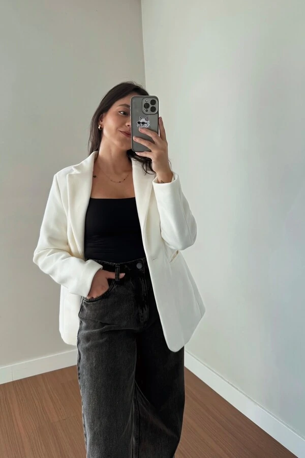 Blazer Lã Batida Oversized Alfaiataria
