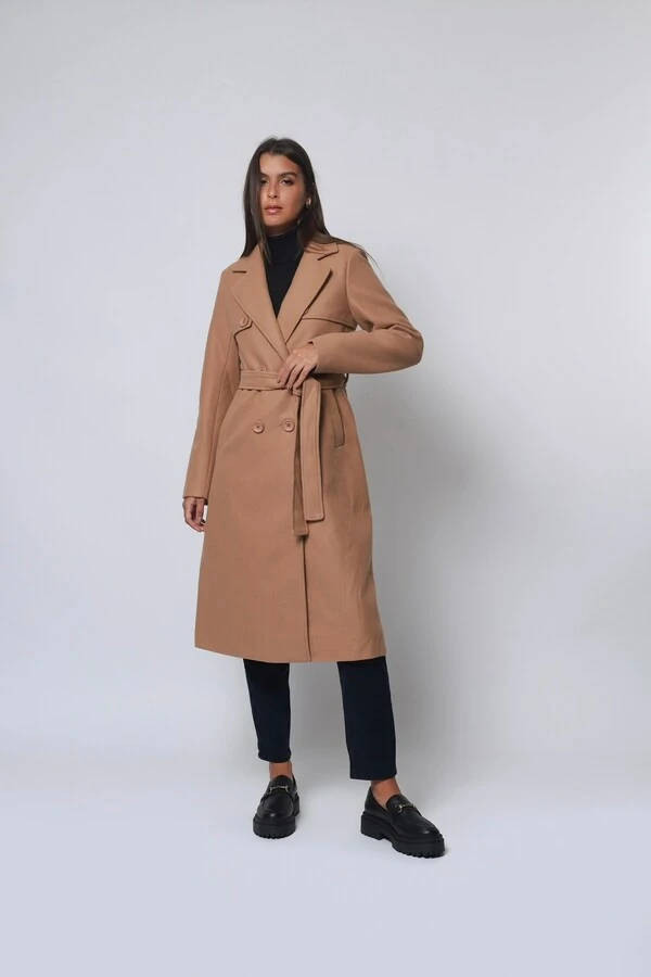 Casaco Sobretudo Lã Batida Trench Coat