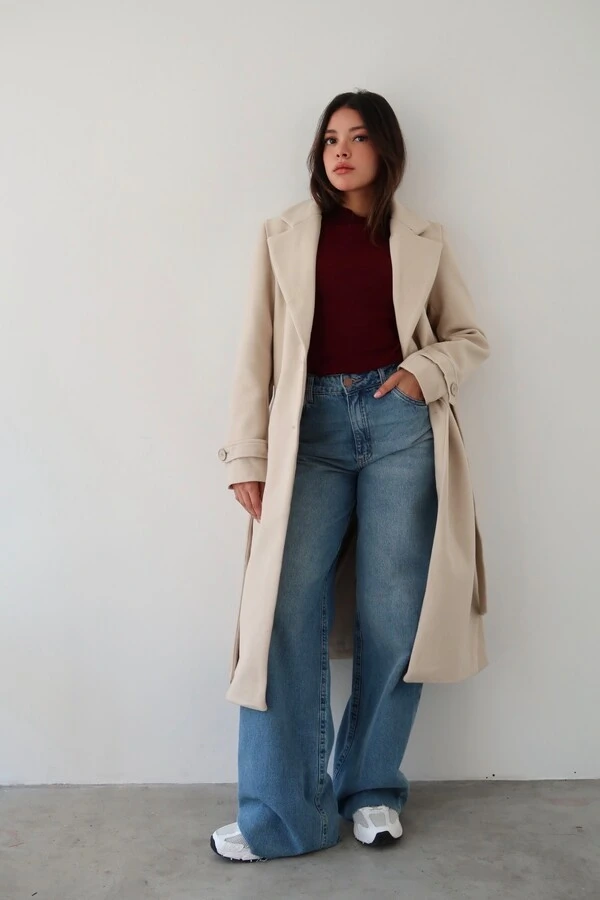 Calça Jeans Pantalona Marmorizada