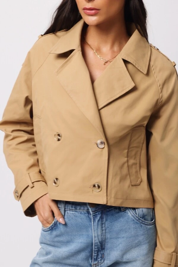 Jaqueta Trench Coat Curta Alfaiataria