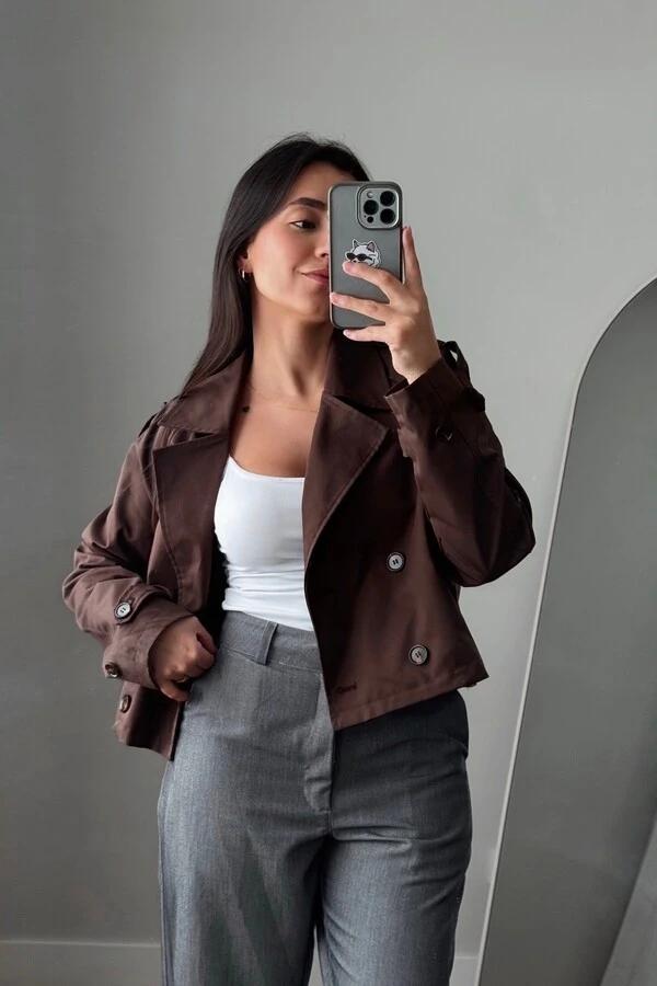Jaqueta Trench Coat Curta Alfaiataria