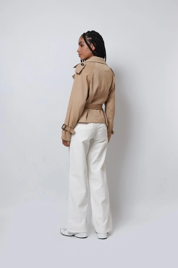 Jaqueta Trench Coat Curta Alfaiataria