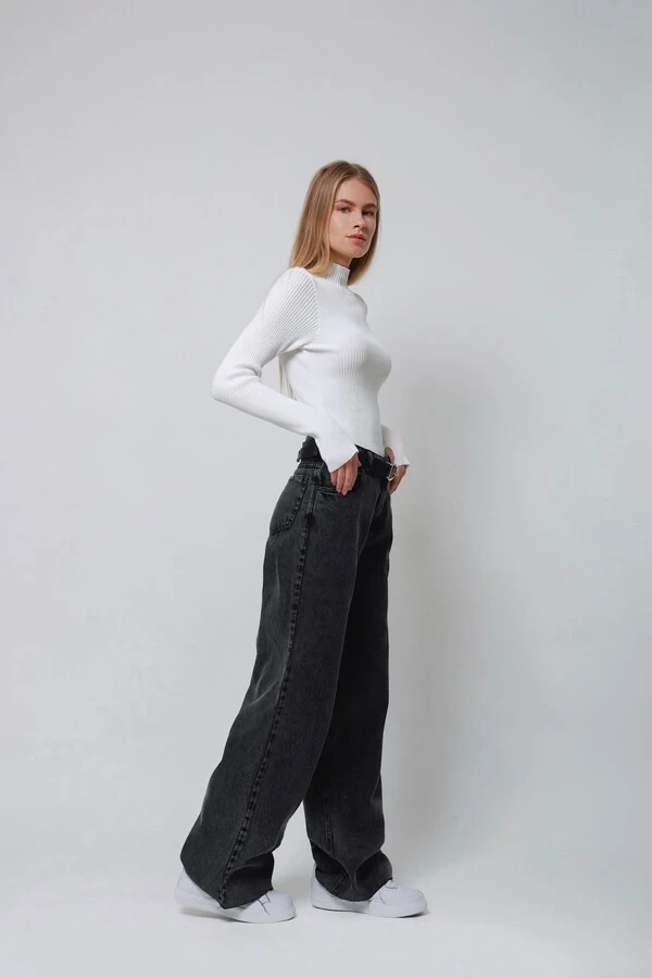 Calça Jeans Pantalona Marmorizada