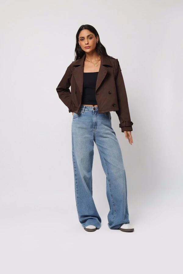 Jaqueta Trench Coat Curta Alfaiataria