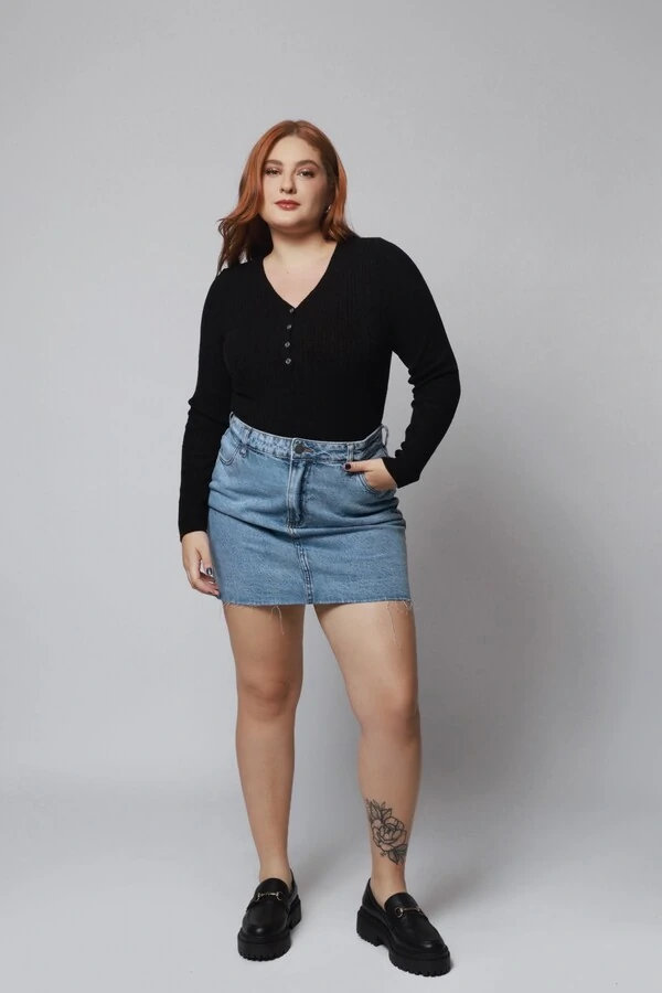 Blusa Básica Botões Tricot