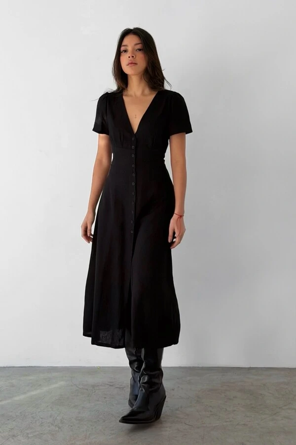 Vestido Ruby Midi Linho Amarração