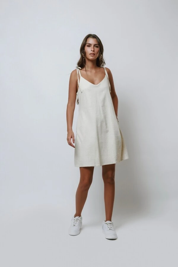 Vestido Laços Curto Over Linho