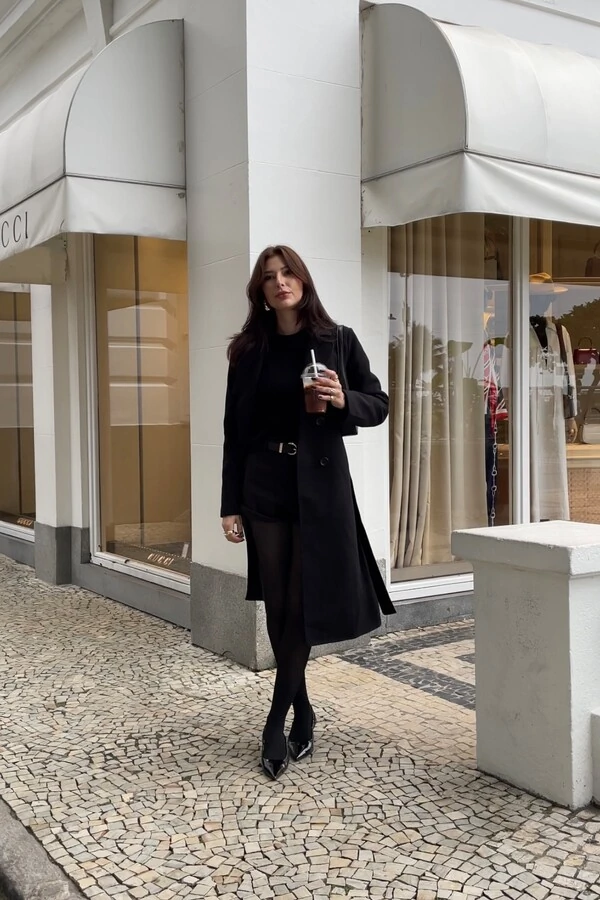 Casaco Sobretudo Lã Batida Trench Coat