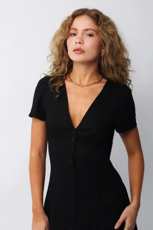 Vestido Ruby Mídi Linho Amarração