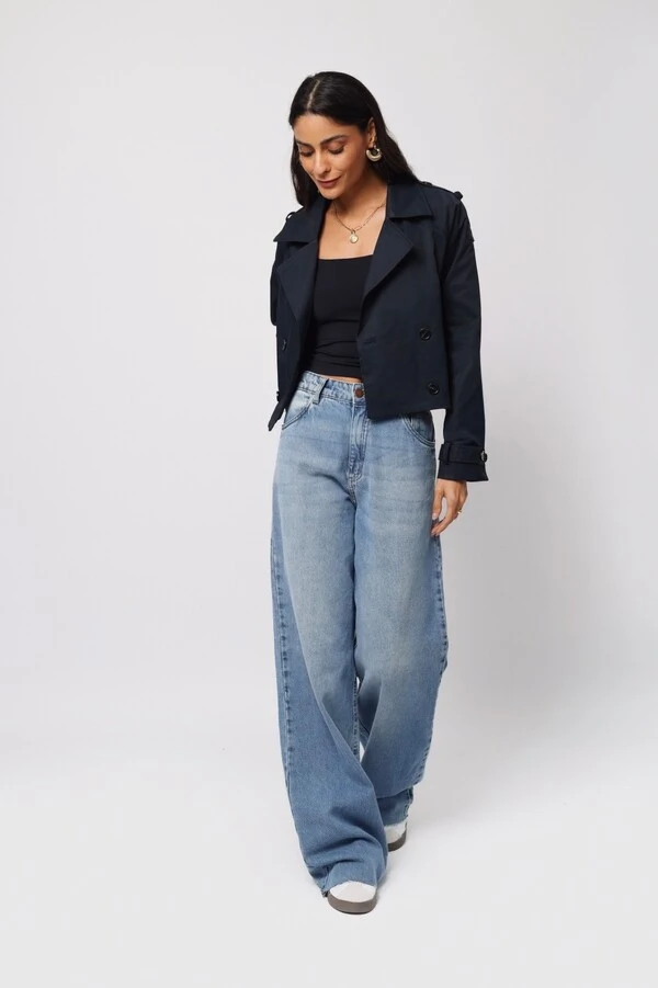 Jaqueta Trench Coat Curta Alfaiataria