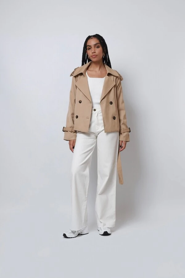 Jaqueta Trench Coat Curta Alfaiataria