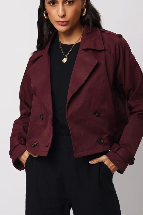 Jaqueta Trench Coat Curta Alfaiataria