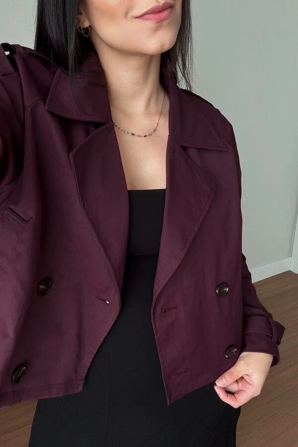 Jaqueta Trench Coat Curta Alfaiataria