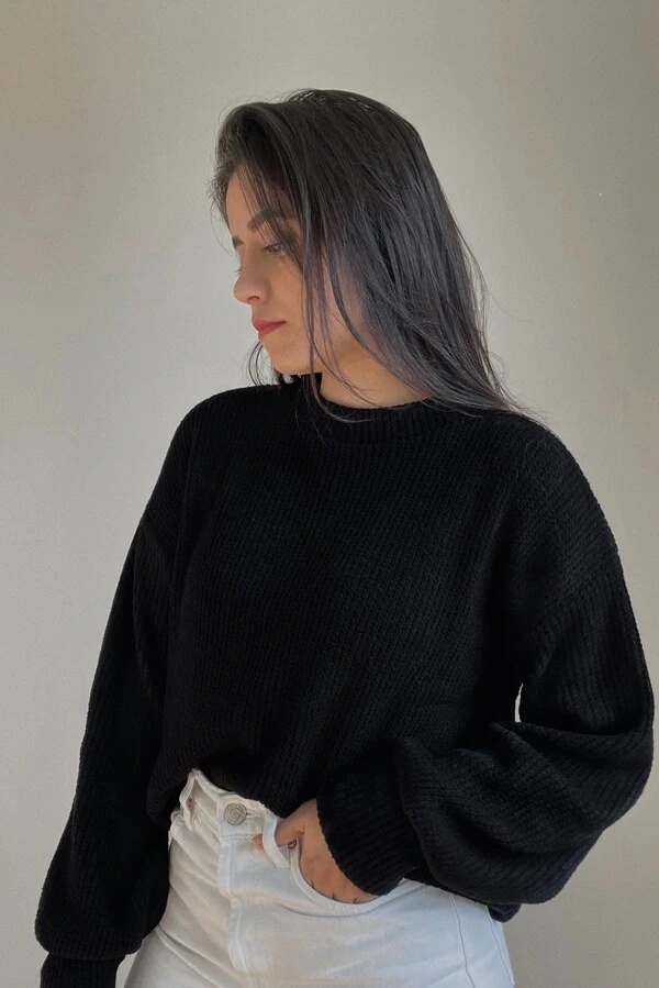 Blusão Tricot Mousse Manga Oversized