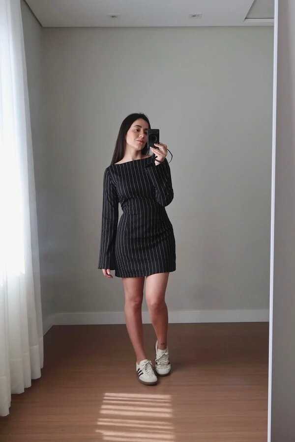 Vestido Amanda Risca de Giz Linho