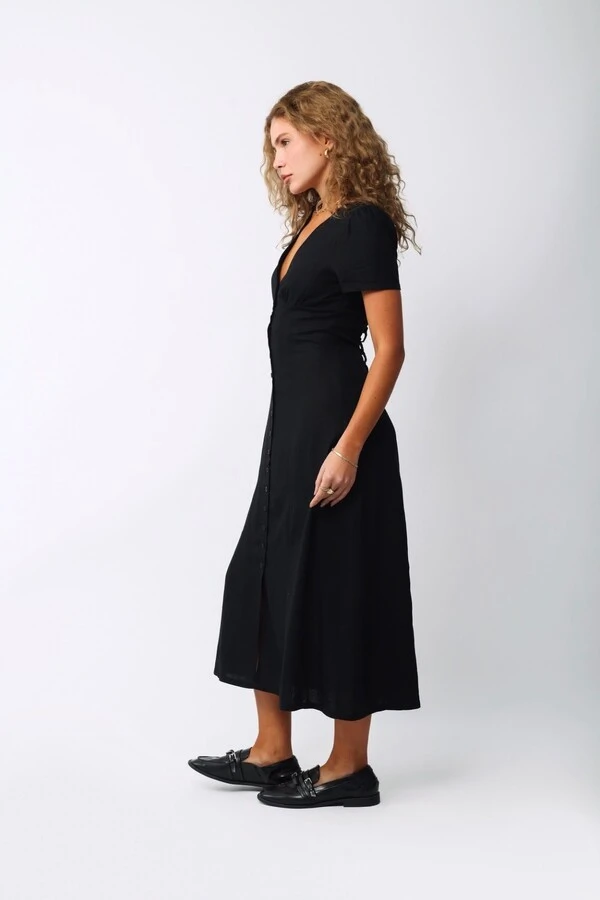 Vestido Ruby Mídi Linho Amarração