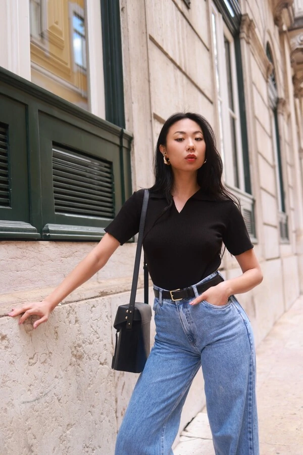 Blusa Polo Tricot Modal Manga Curta