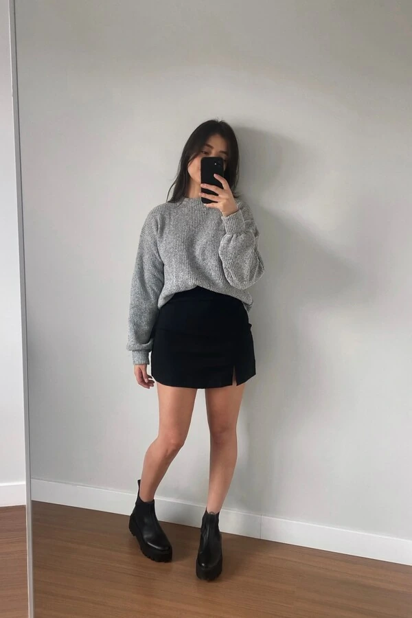 Blusão Tricot Mousse Manga Oversized